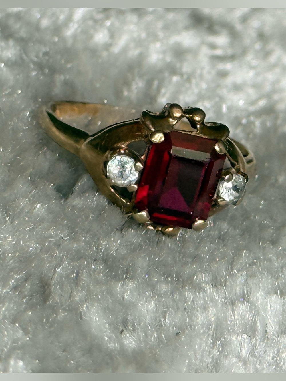 Gold Ring with REAL RUBY REAL GOLD Deep Red Gemstone - Elegant Women's Jewelry - Picture 3 of 8